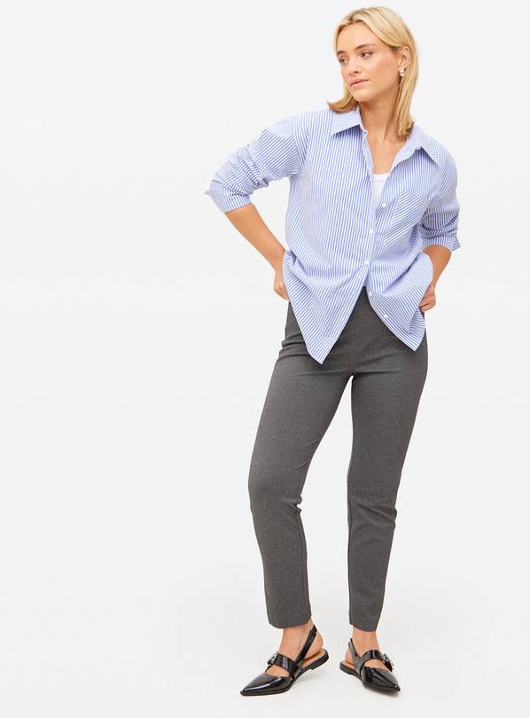 Textured Grey Tapered Leg Ponte Trousers  18R